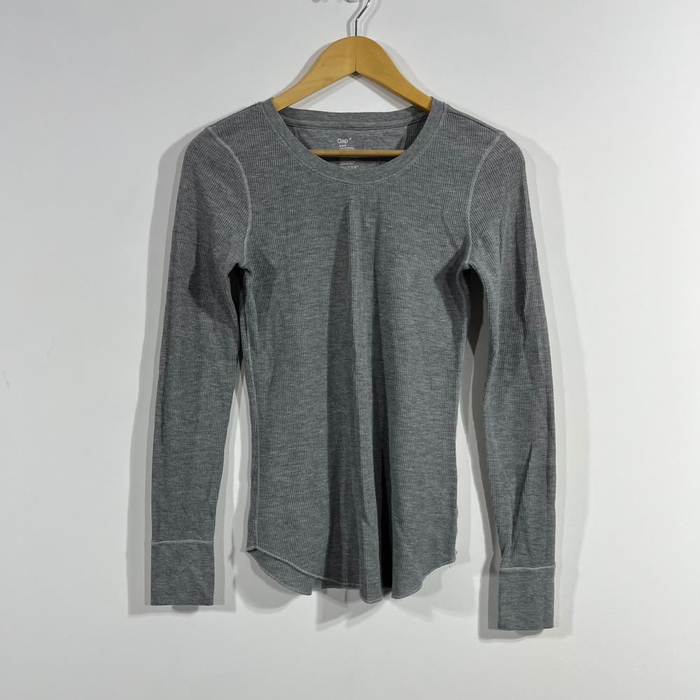 Gap Minimalist Grunge Granola Waffle Knit Thermal Shirt Crew Neck Womens Medium
